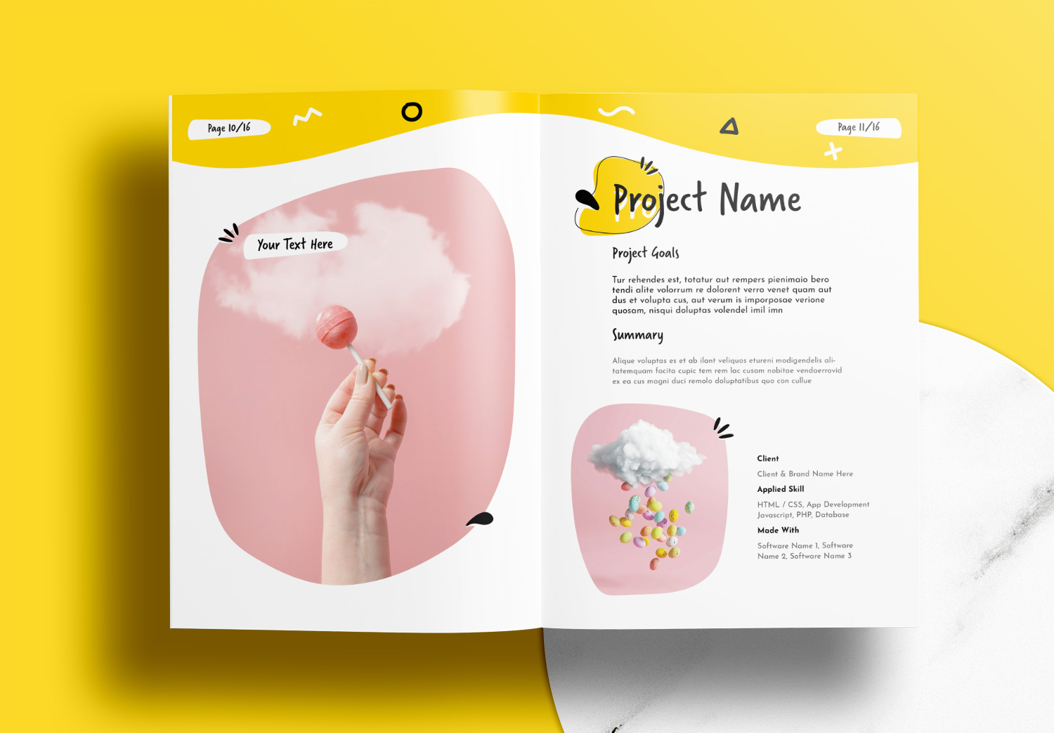 Free InDesign Portfolio Templates with Yellow Accents