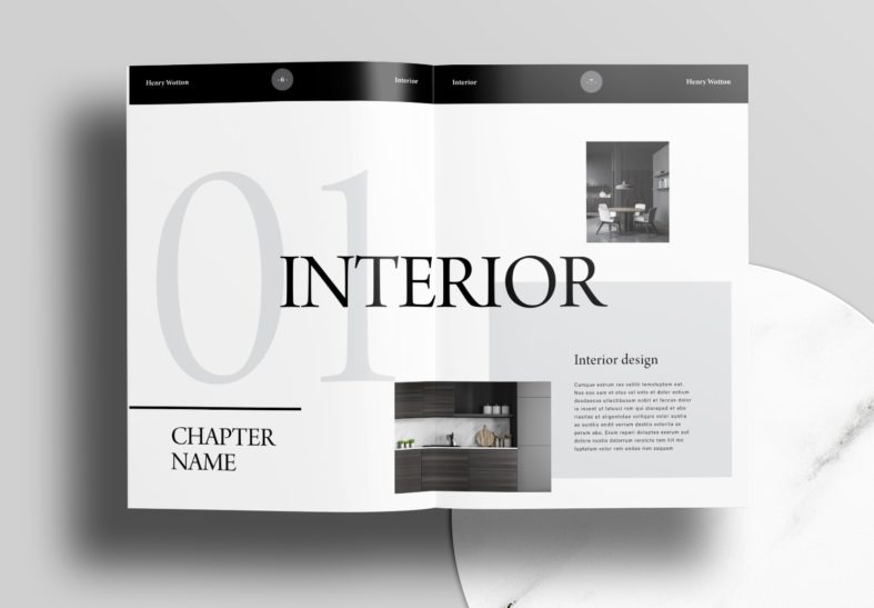 Free Modern Black Interior Portfolio InDesign Layout Template - Unsell ...