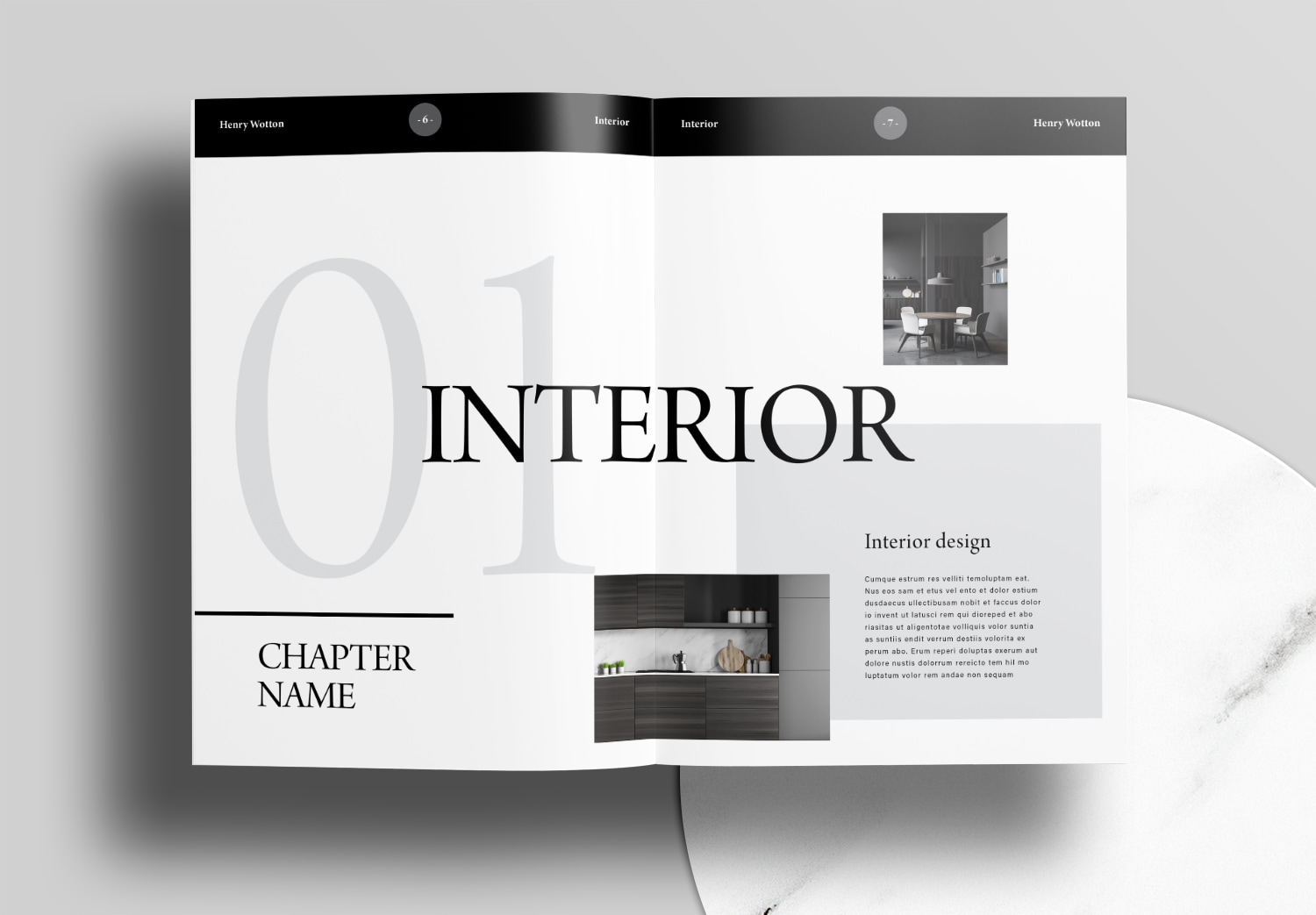 Free Modern Black Interior Portfolio InDesign Layout Template - Unsell ...