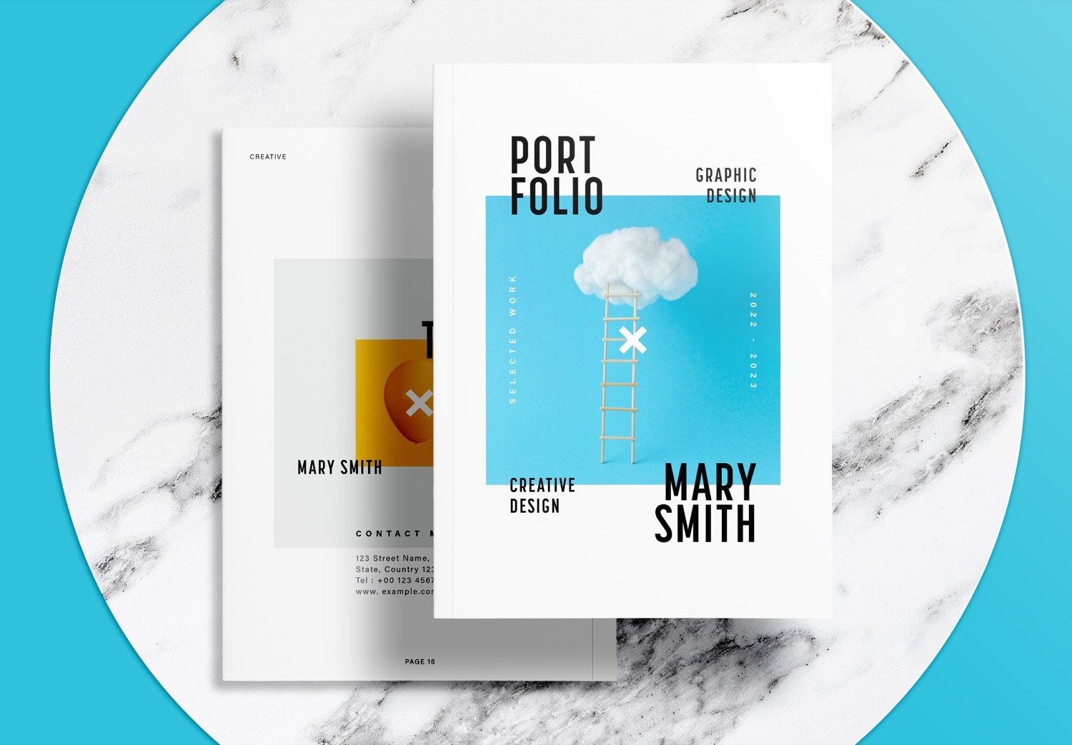 Free InDesign Blue Portfolio Layout Template