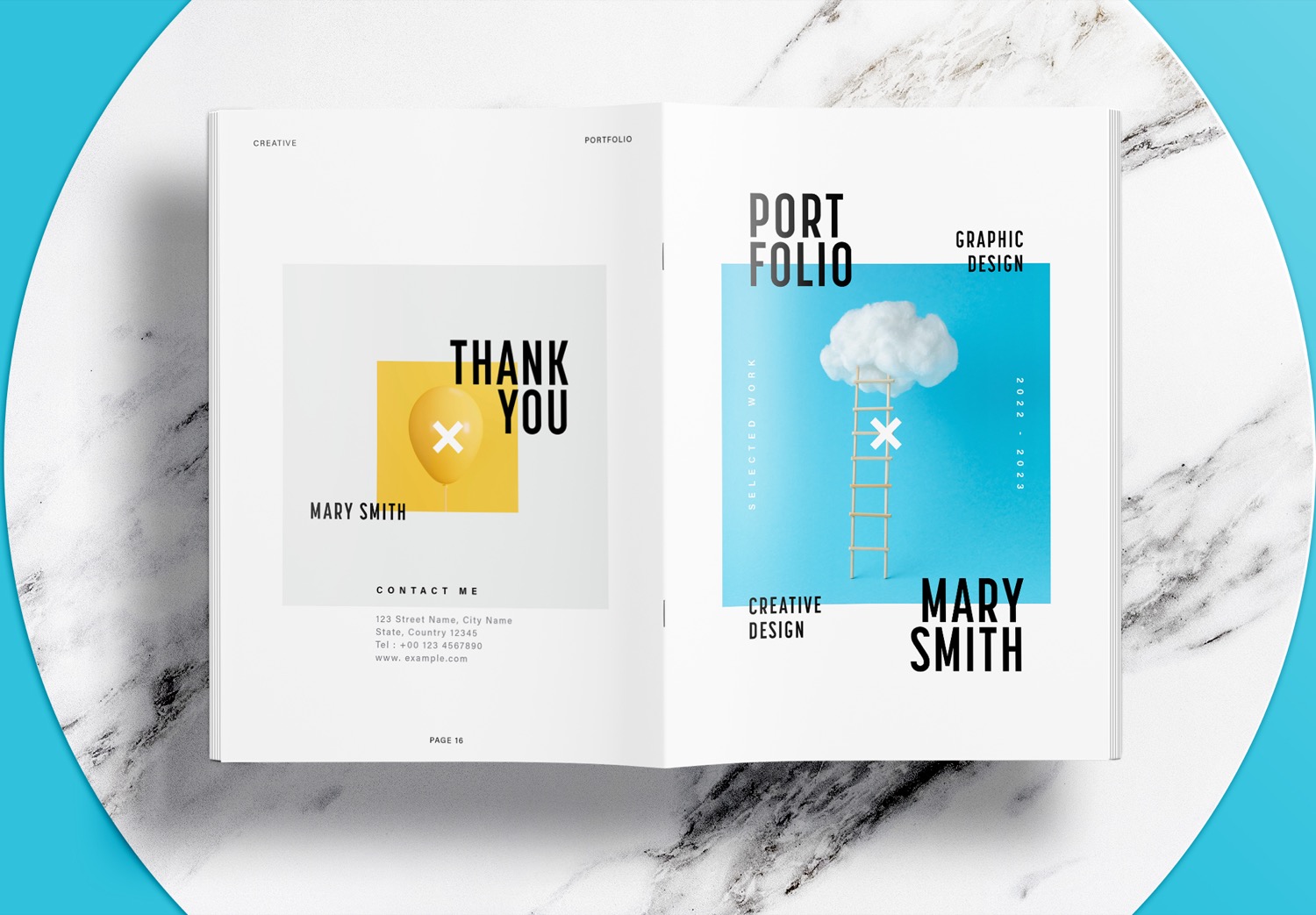 Free InDesign Blue Portfolio Layout Template