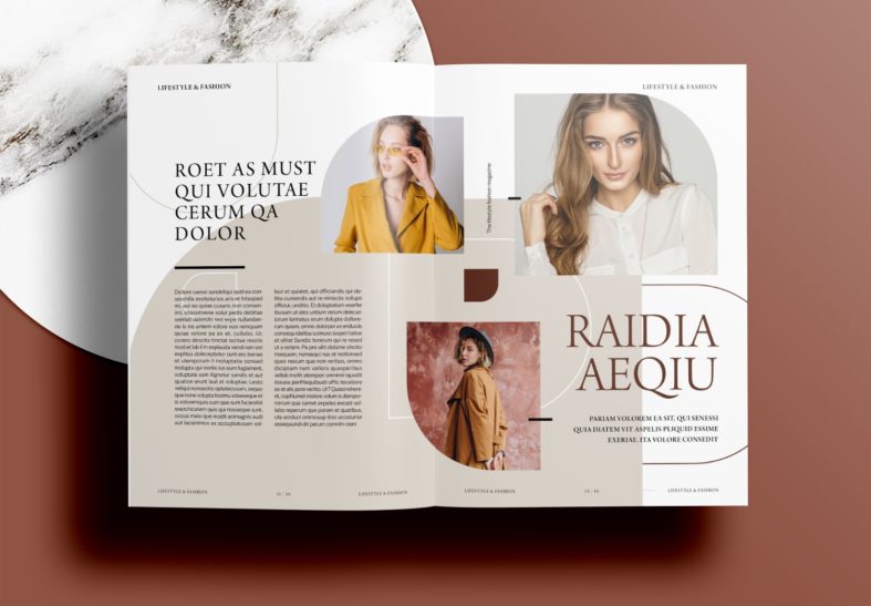 Free InDesign Brown Fashion Magazine Layout Template