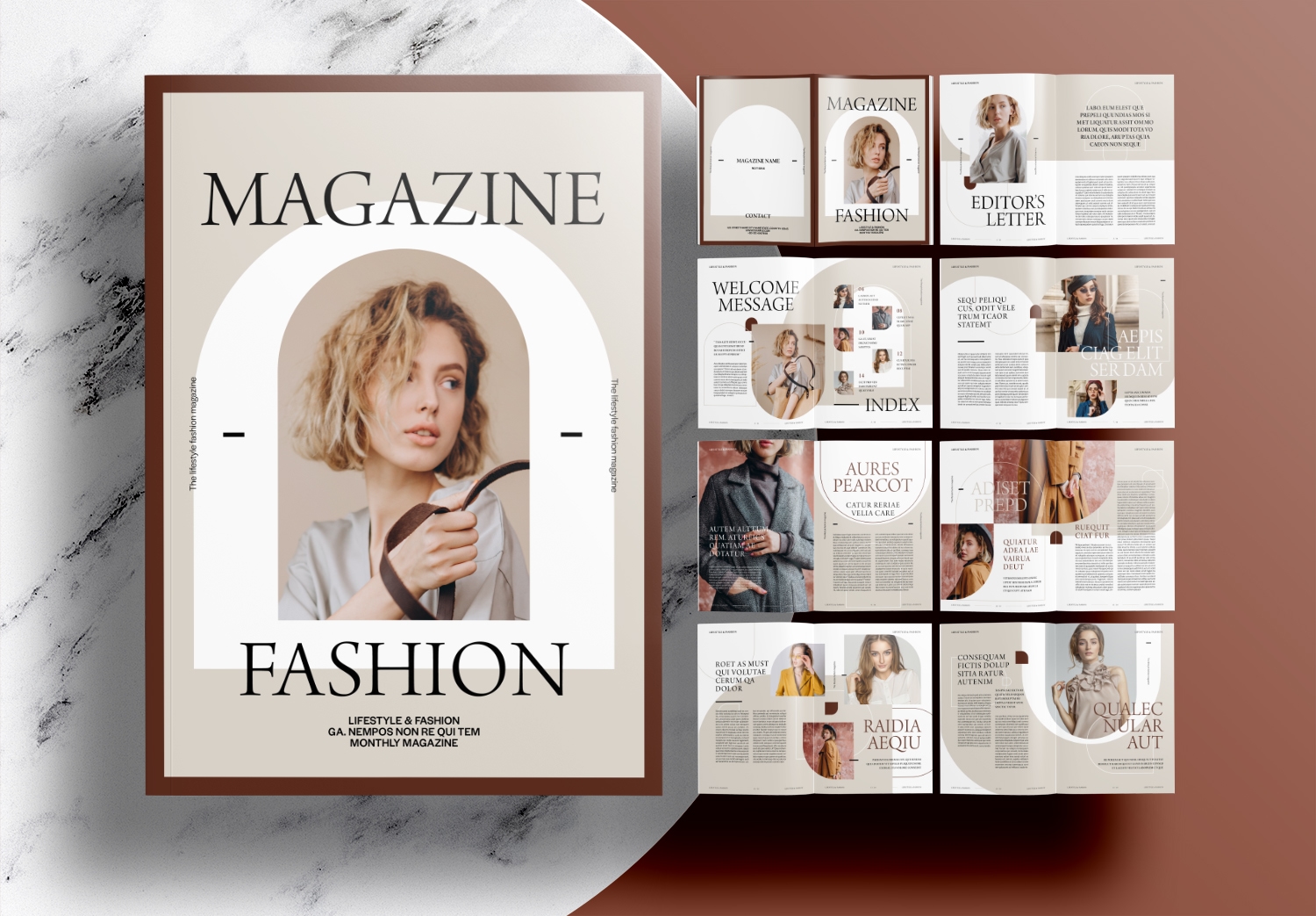 Free-InDesign-Brown-Fashion-Magazine-Layout-Template