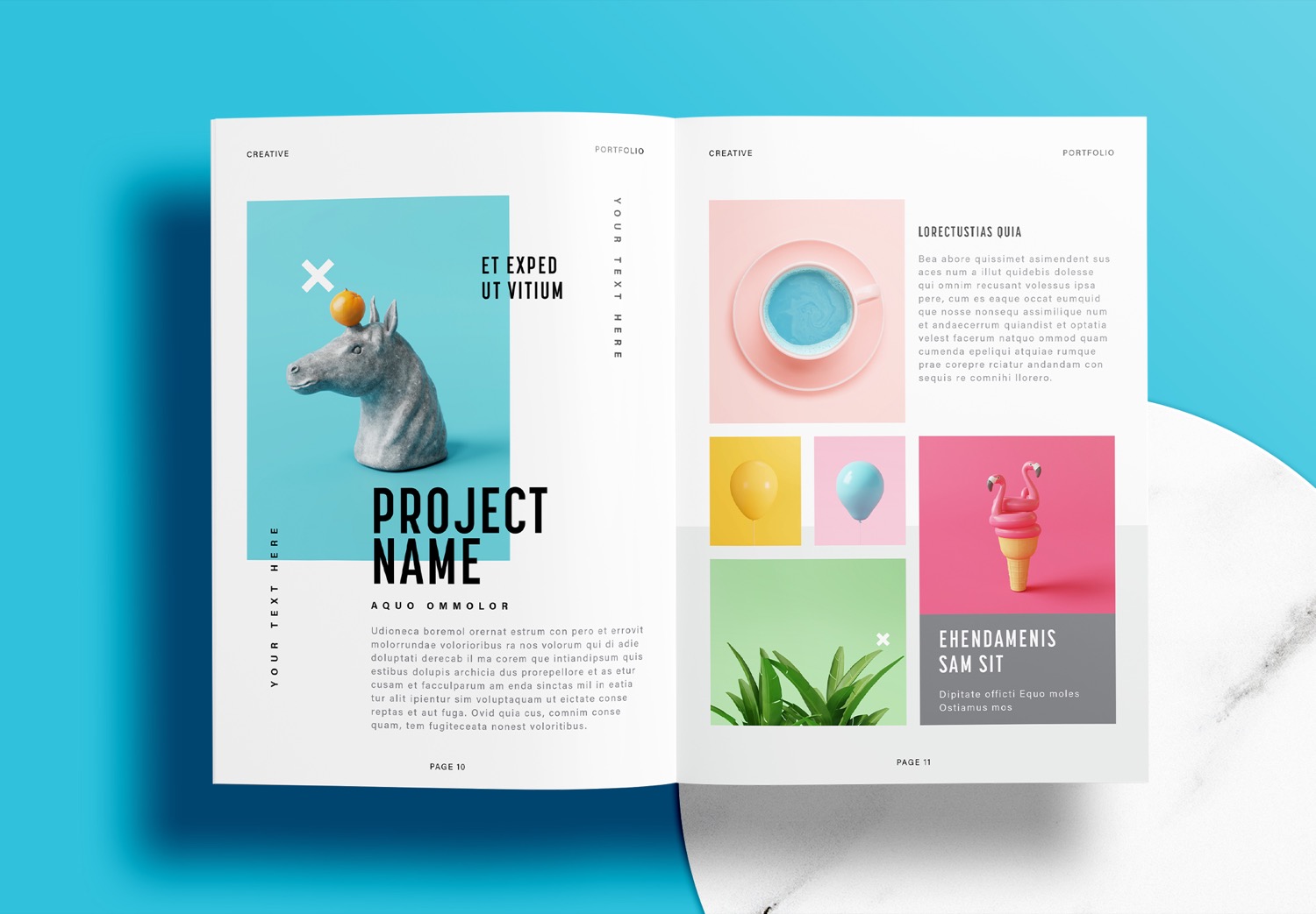 Free InDesign Blue Portfolio Layout Template