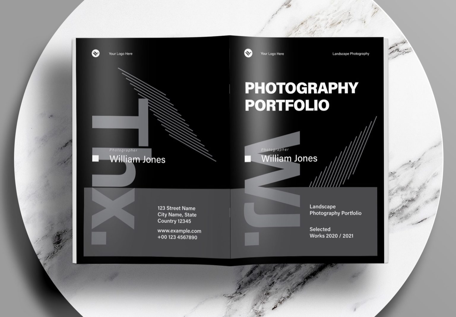 Free InDesign Black Photography Portfolio Layout Templates