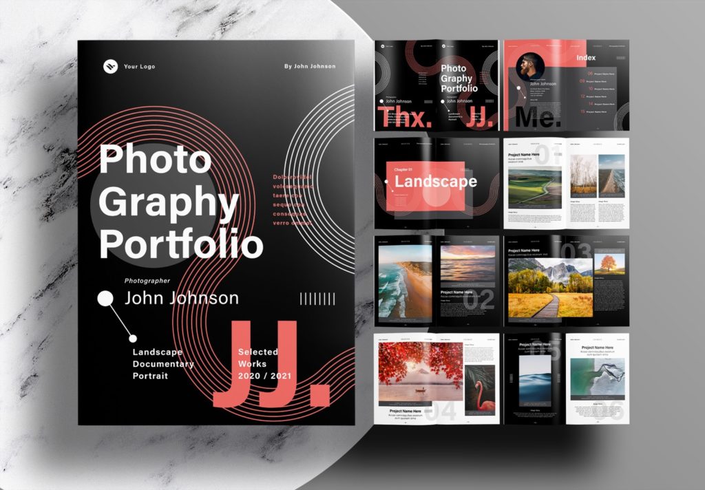 Indesign Examples Red Free InDesign Modern Photography Portfolio Layout Templates with Black ...