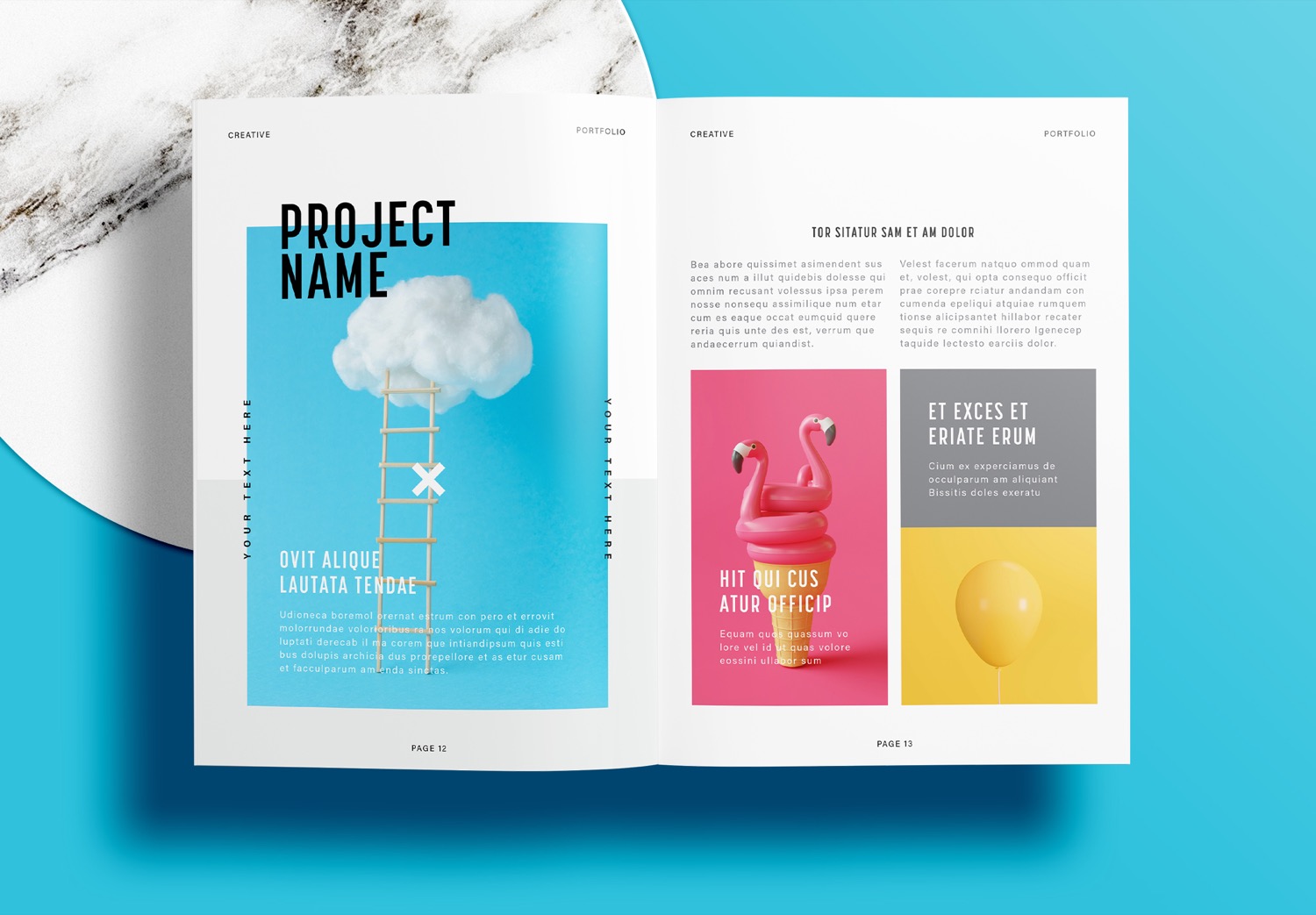 Free InDesign Blue Portfolio Layout Template