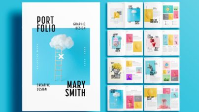 Free InDesign Blue Portfolio Layout Template