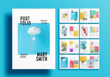 Free InDesign Blue Portfolio Layout Template