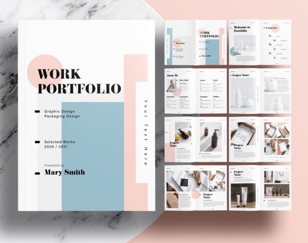Free-InDesign-Minimalist-Portfolio-Layout-Template-with-Pink-and-Blue-Accents