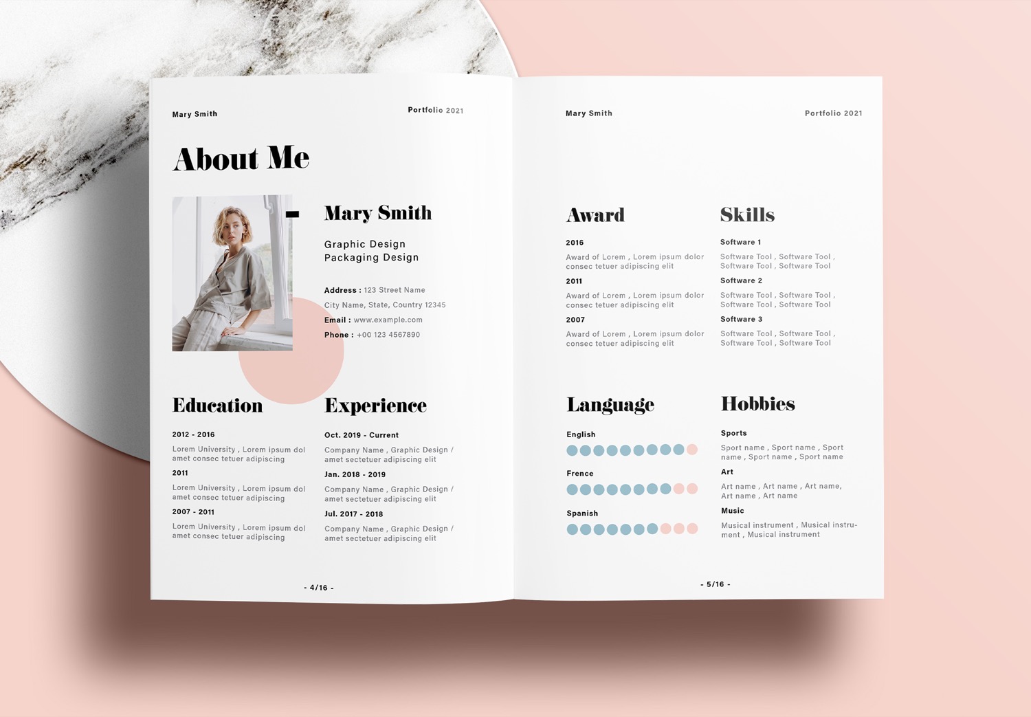 Free-InDesign-Minimalist-Portfolio-Layout-Template-with-Pink-and-Blue-Accents