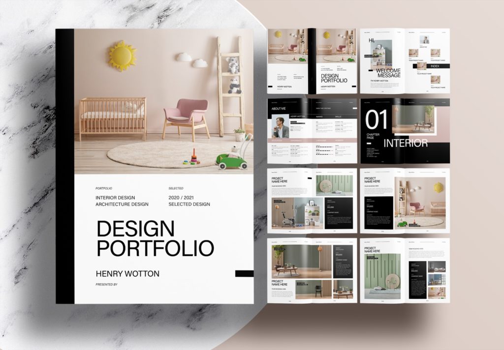 Free InDesign Modern Interior Portfolio Layout Template