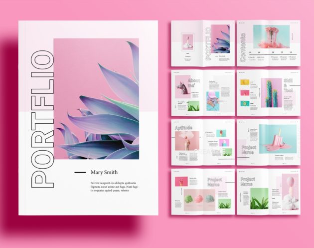 Free InDesign Pink Portfolio Templates