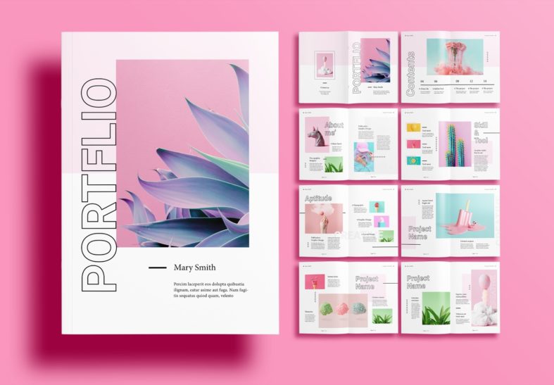 Free InDesign Pink Portfolio Layout Templates - Unsell.Design