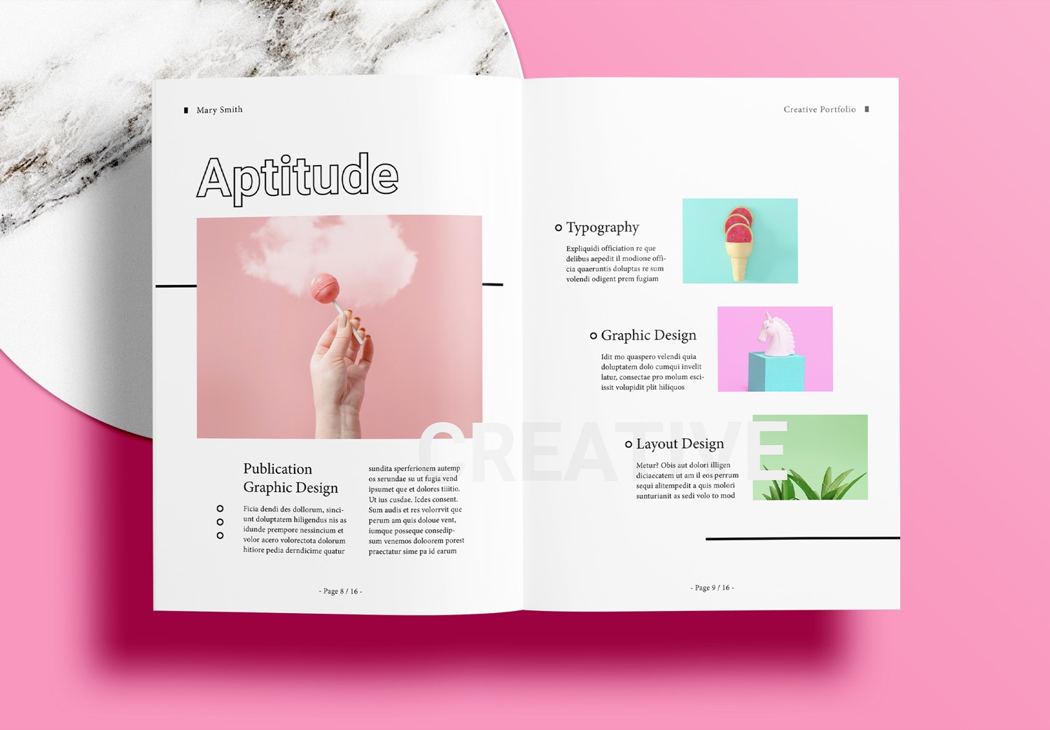 Free InDesign Pink Portfolio Templates