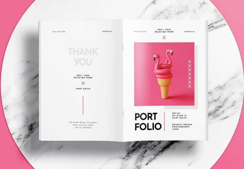 Free InDesign Modern Pink Portfolio Layout Template