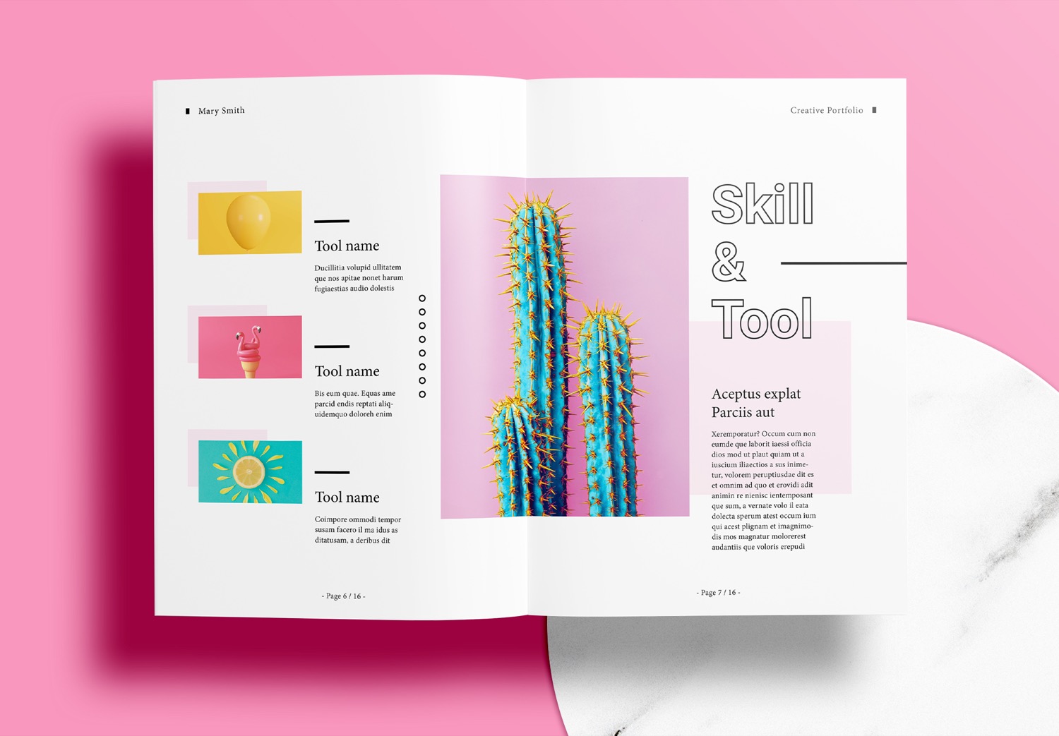 Free InDesign Pink Portfolio Templates