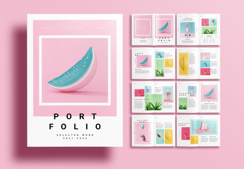 Free InDesign Pink Portfolio Layout Templates