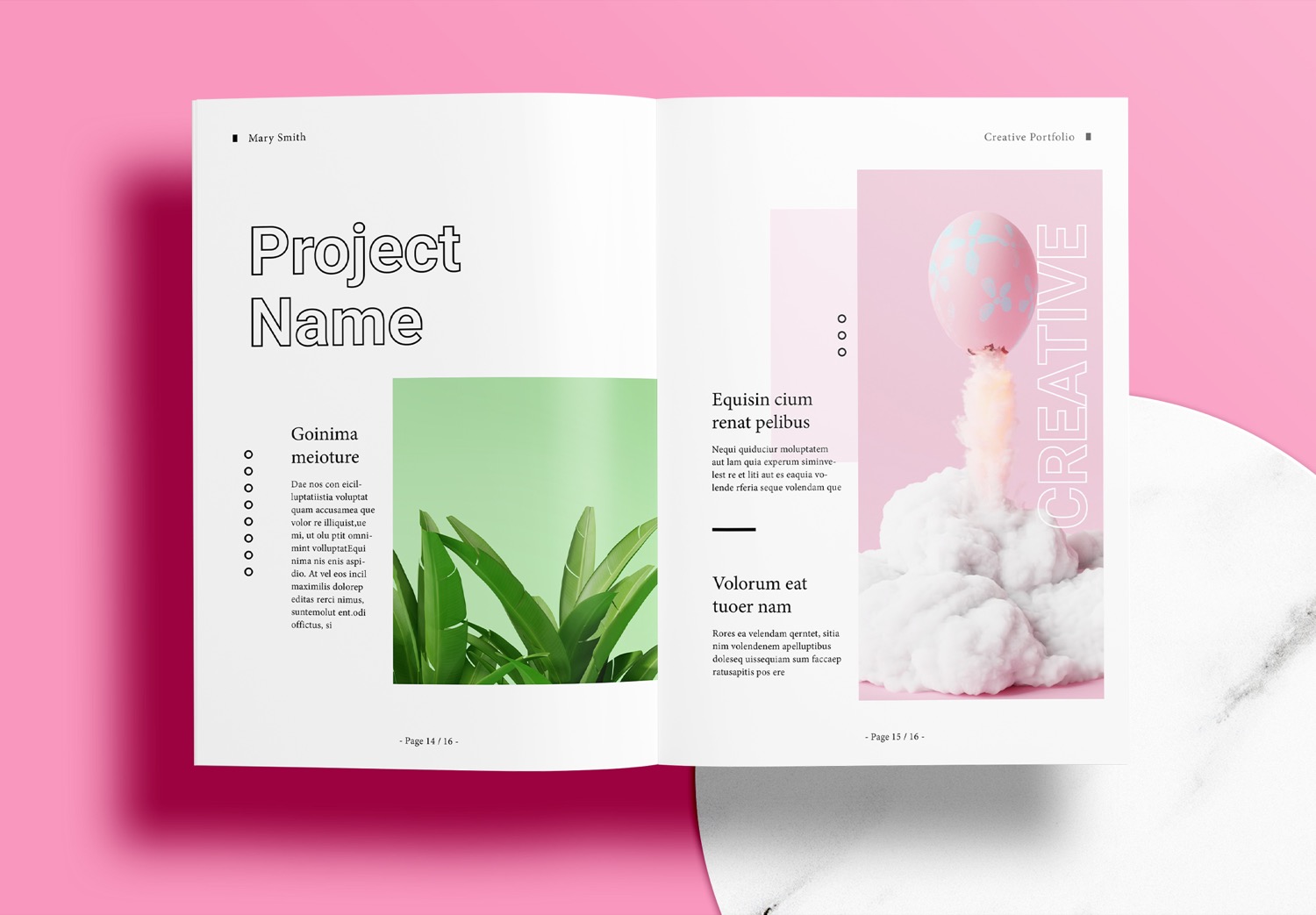 Free InDesign Pink Portfolio Templates
