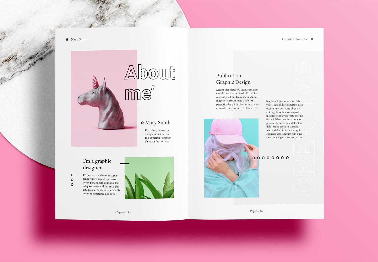 Free InDesign Pink Portfolio Templates