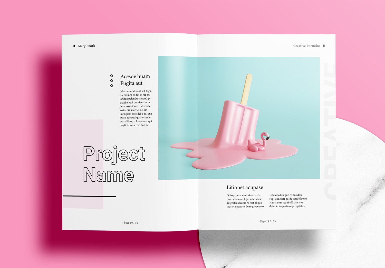 Free InDesign Pink Portfolio Templates