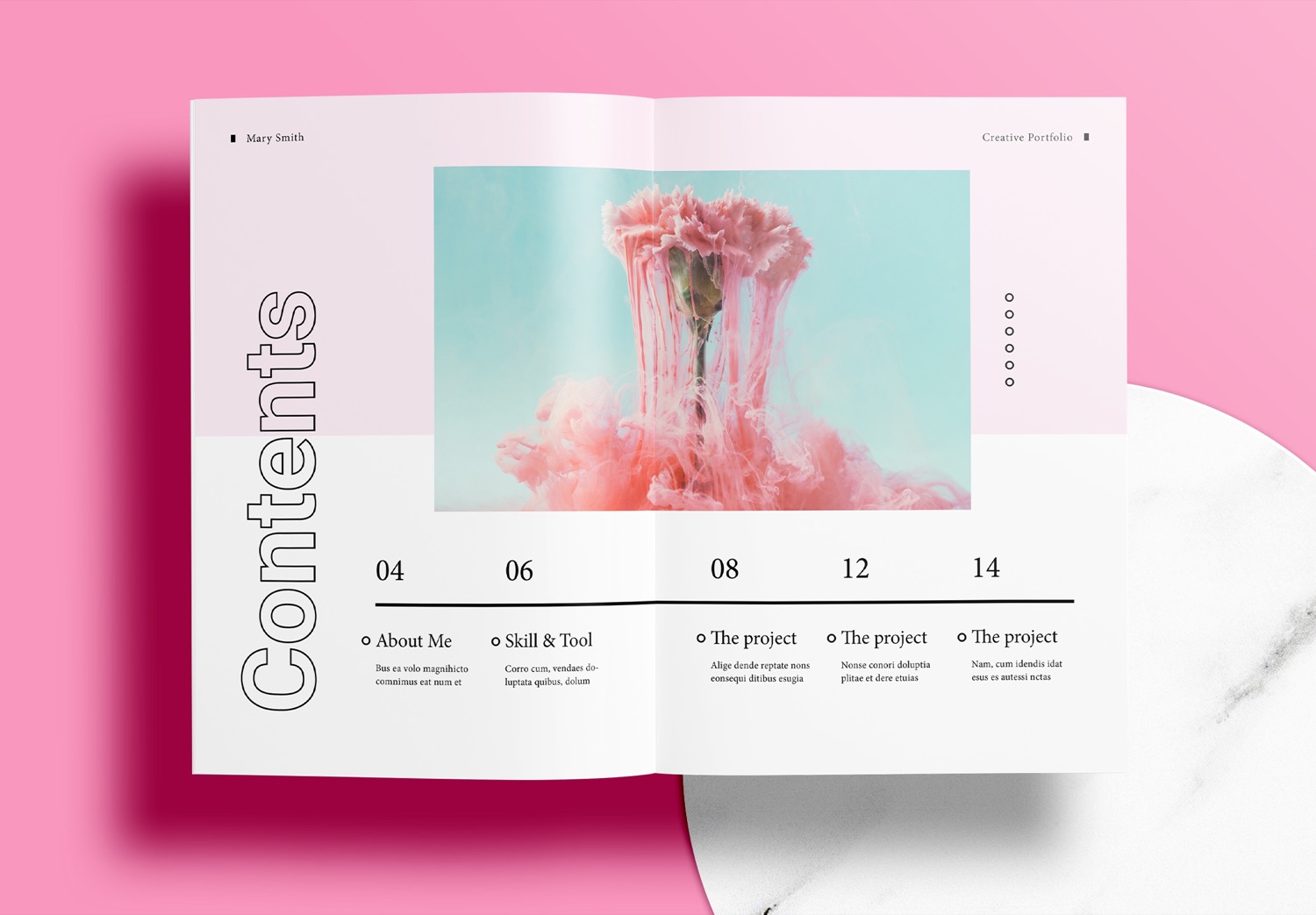 Free InDesign Pink Portfolio Templates