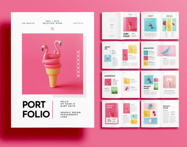 Free-InDesign-Modern-Pink-Portfolio-Layout-Template