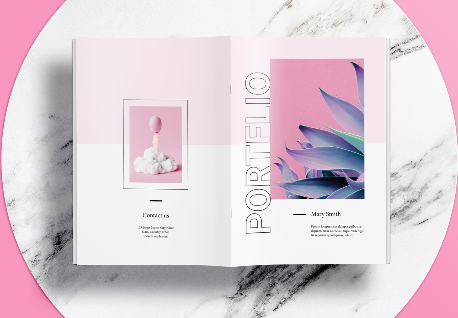 Free InDesign Pink Portfolio Templates