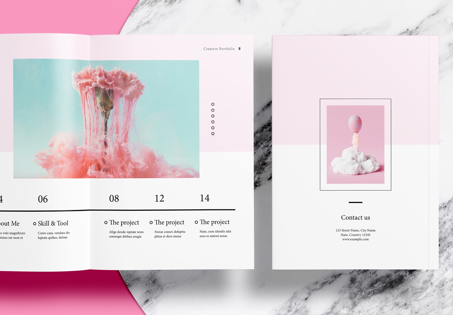 Free InDesign Pink Portfolio Templates