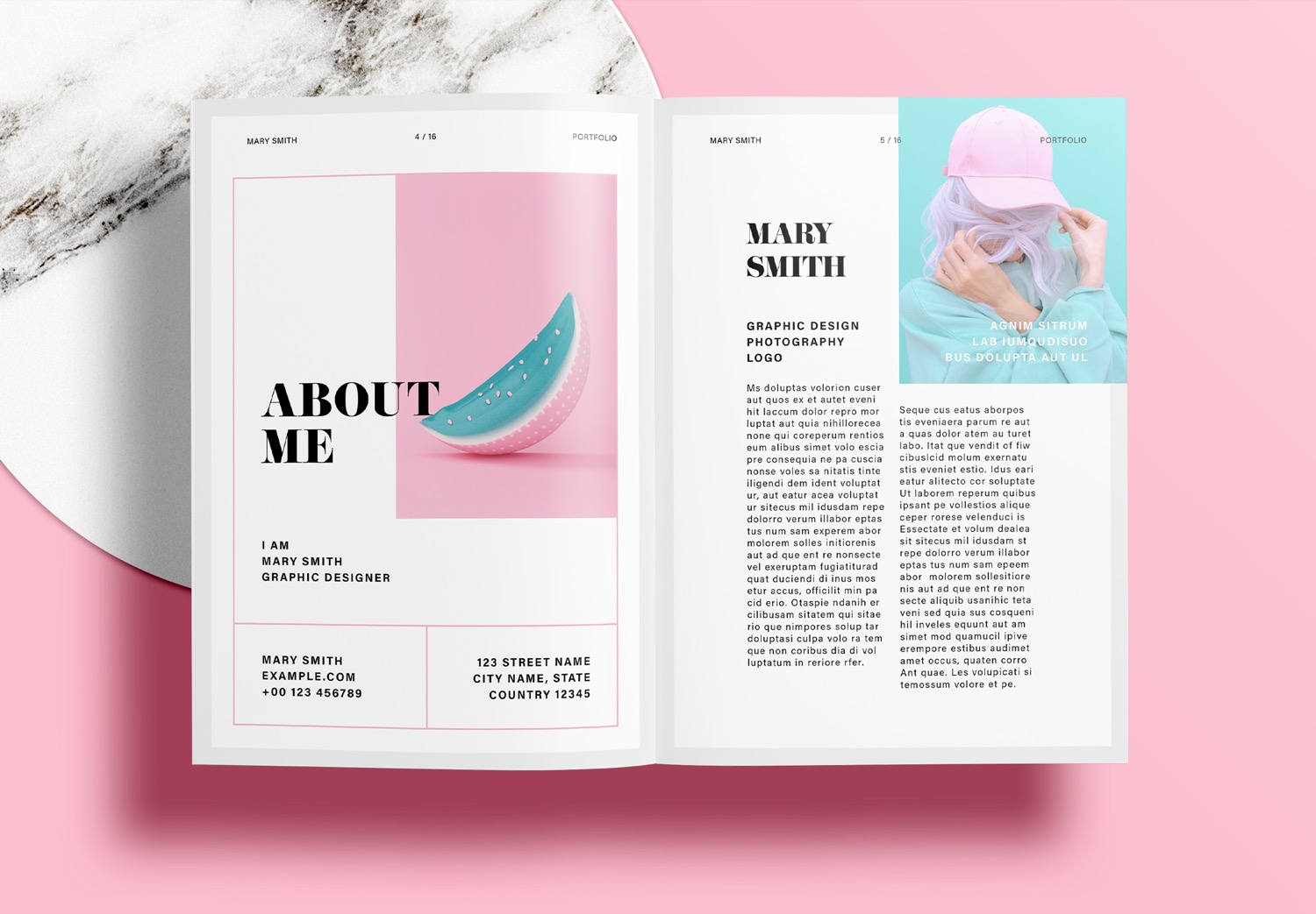 Free InDesign Pink Portfolio Layout Templates