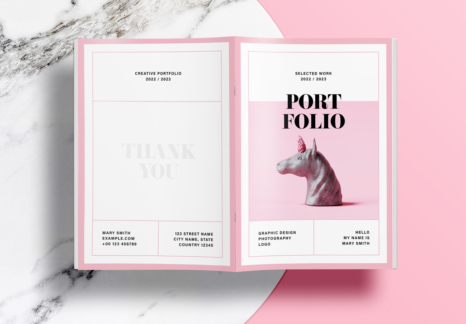 Free InDesign Pink Portfolio Layout Templates