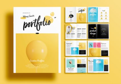 Free InDesign Portfolio Templates with Yellow Accents