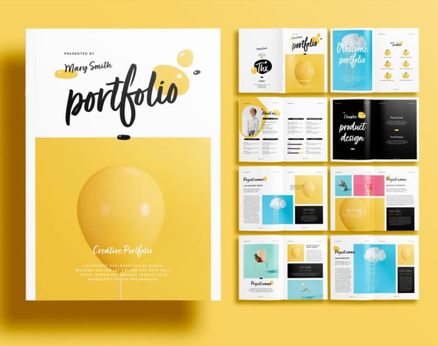 Free InDesign Portfolio Templates with Yellow Accents