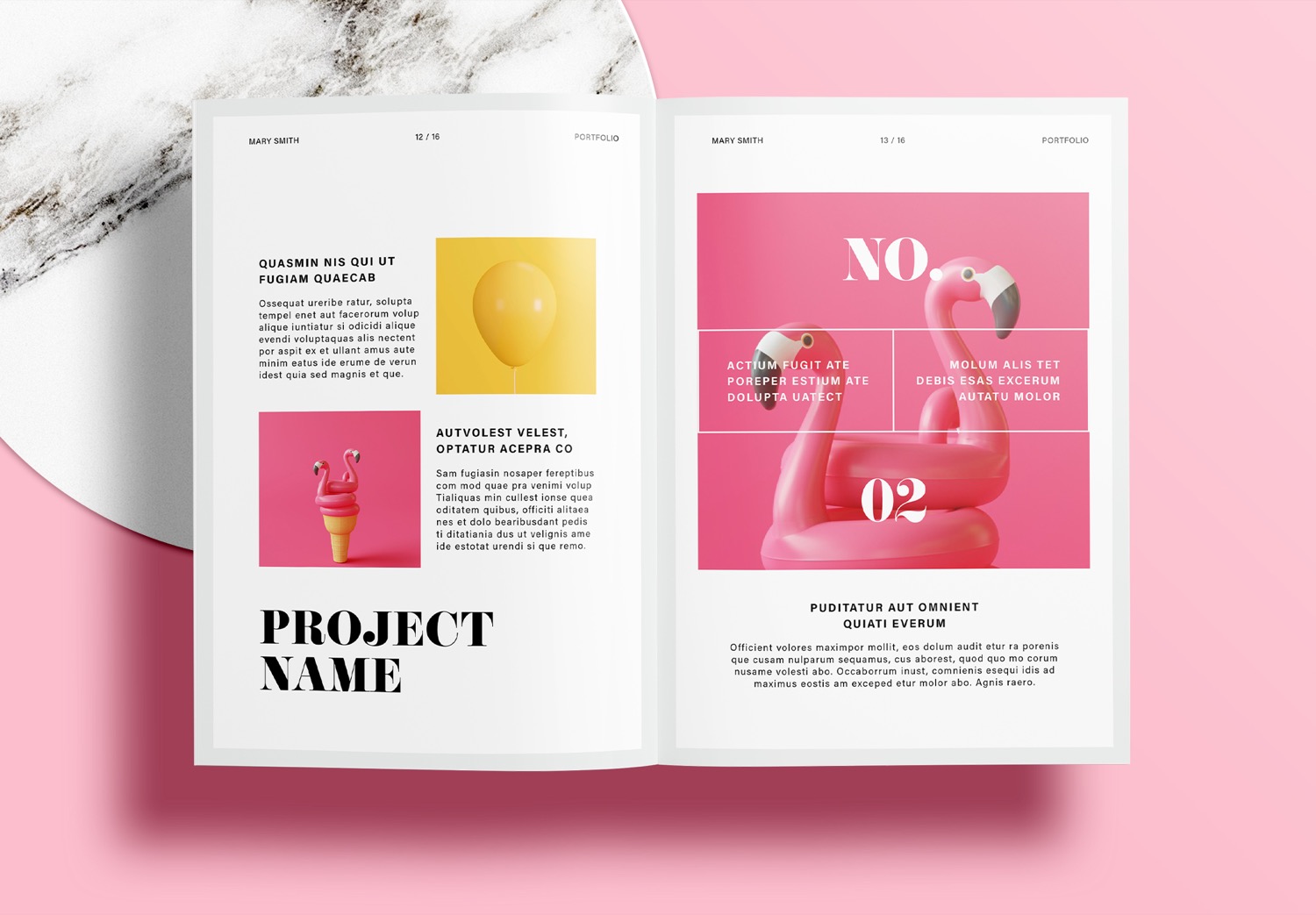 Free InDesign Pink Portfolio Layout Templates