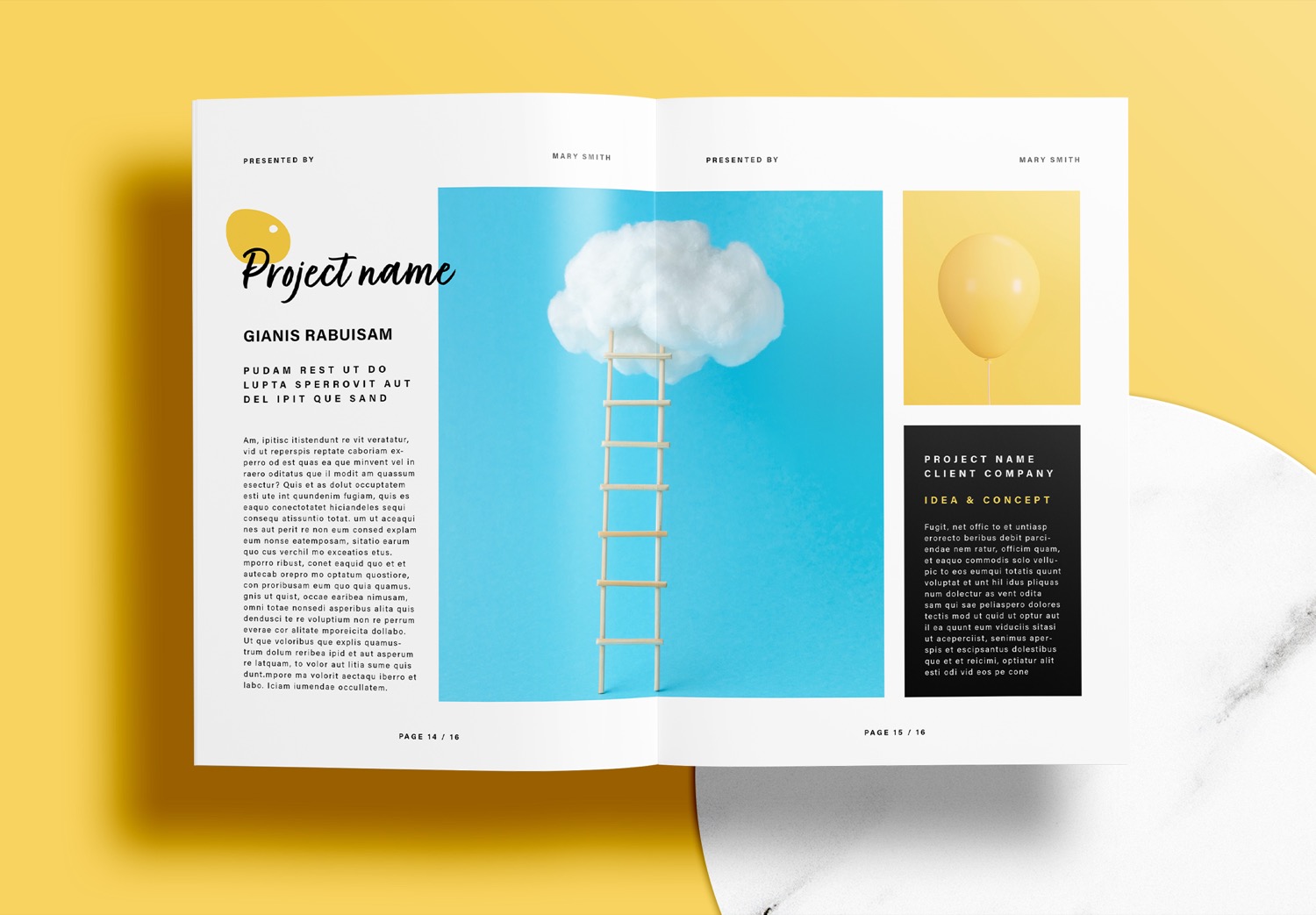 Free InDesign Portfolio Templates with Yellow Accents