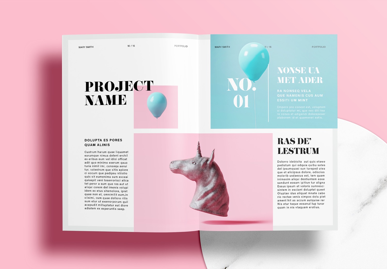 Free InDesign Pink Portfolio Layout Templates