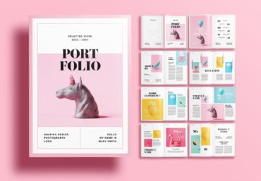 Free InDesign Pink Portfolio Layout Template - Unsell.Design Portfolio