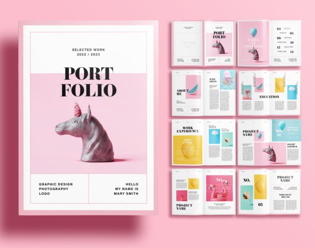 Free InDesign Pink Portfolio Layout Templates