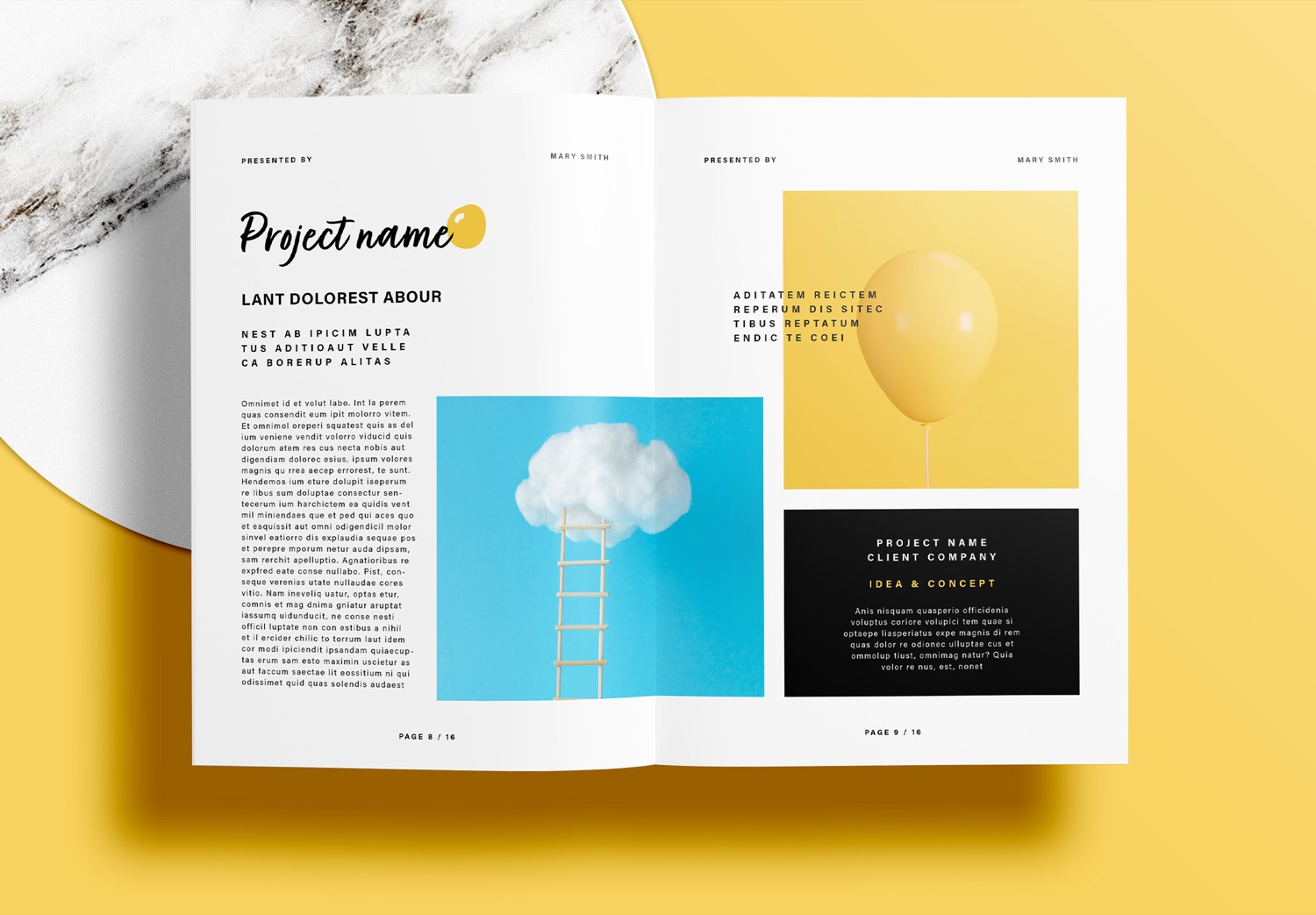 Free InDesign Portfolio Templates with Yellow Accents