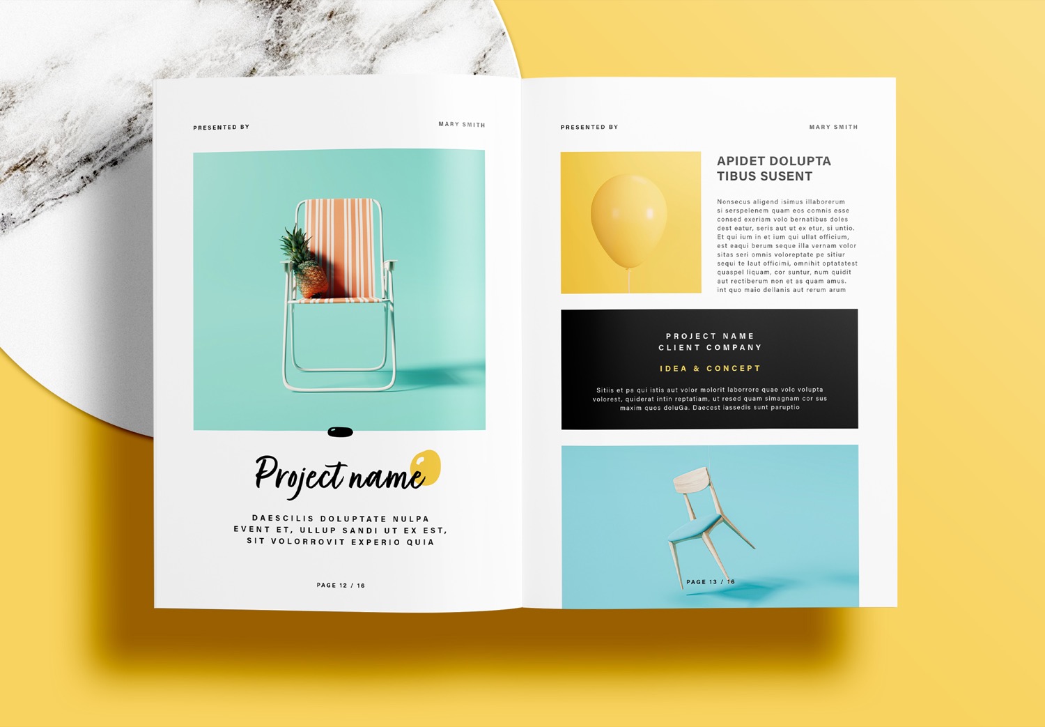 Free InDesign Portfolio Templates with Yellow Accents