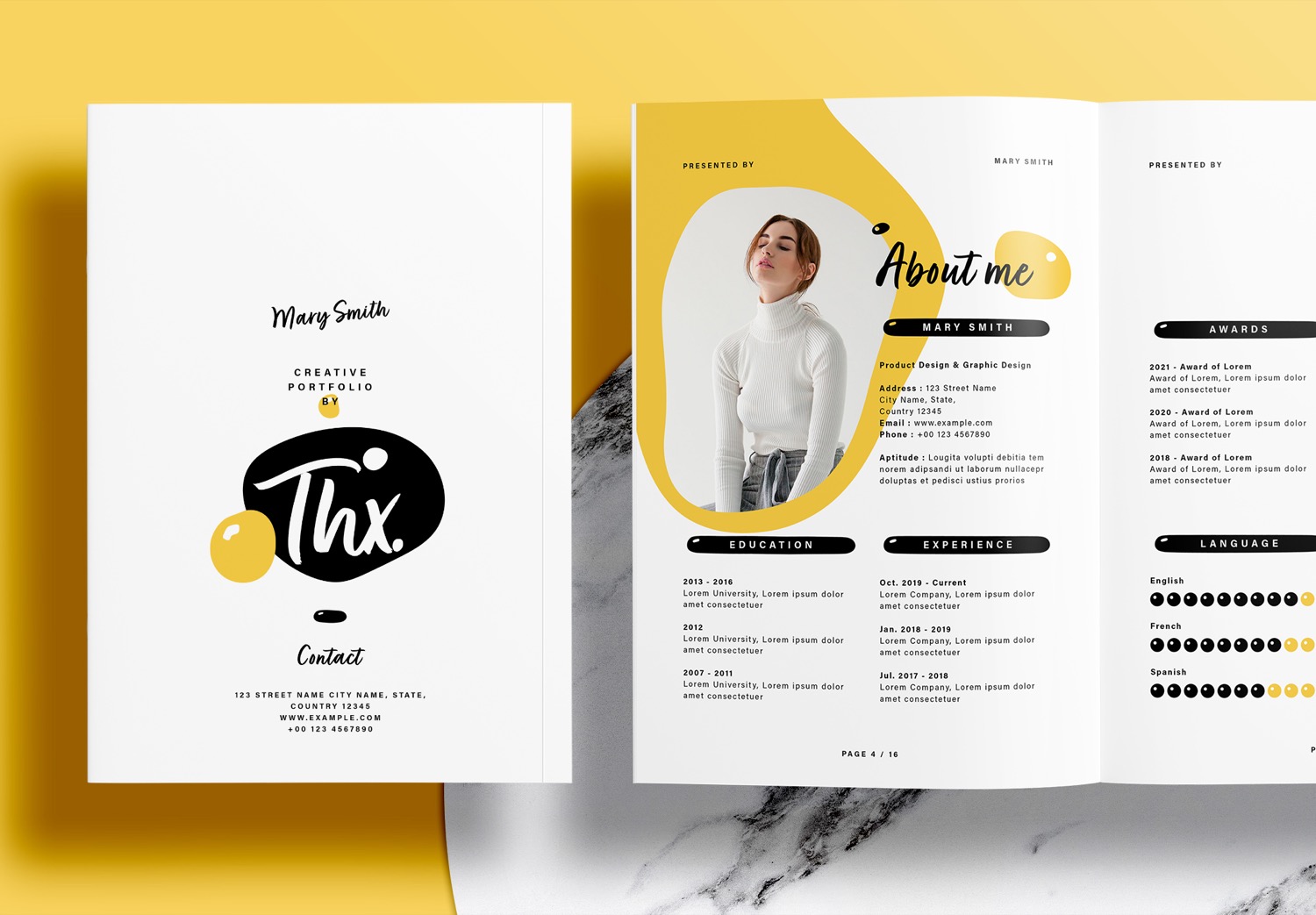 Free InDesign Portfolio Templates with Yellow Accents