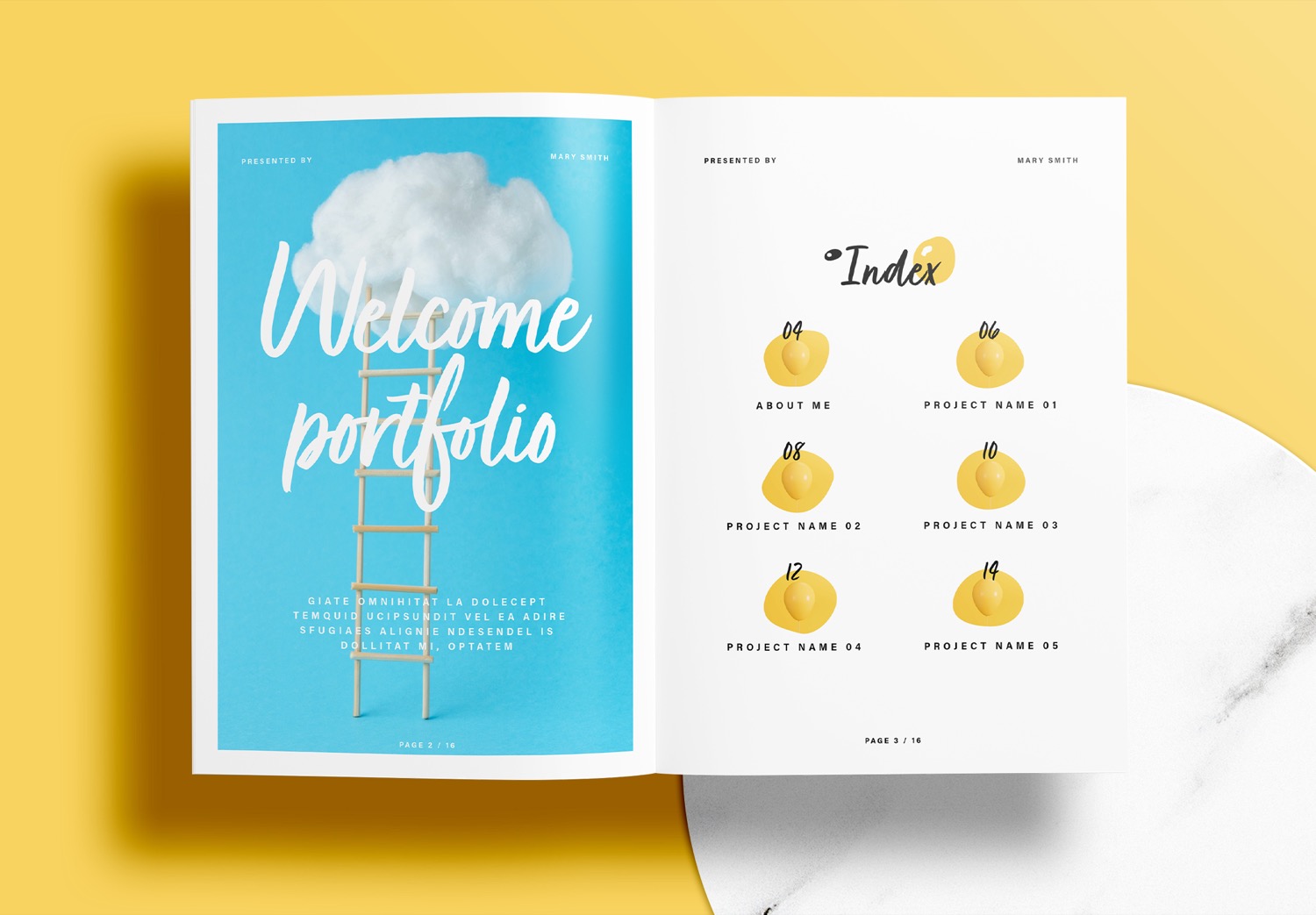 Free InDesign Portfolio Templates with Yellow Accents