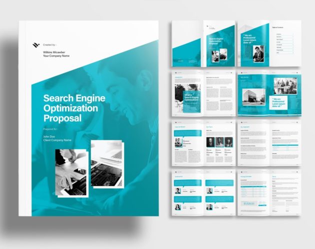 Free InDesign Business Proposal Template with Blue Accents