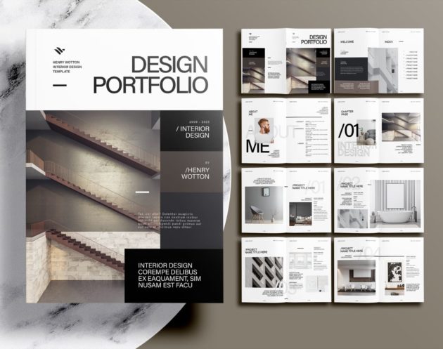 Modern Interior Design Portfolio Free InDesign Template