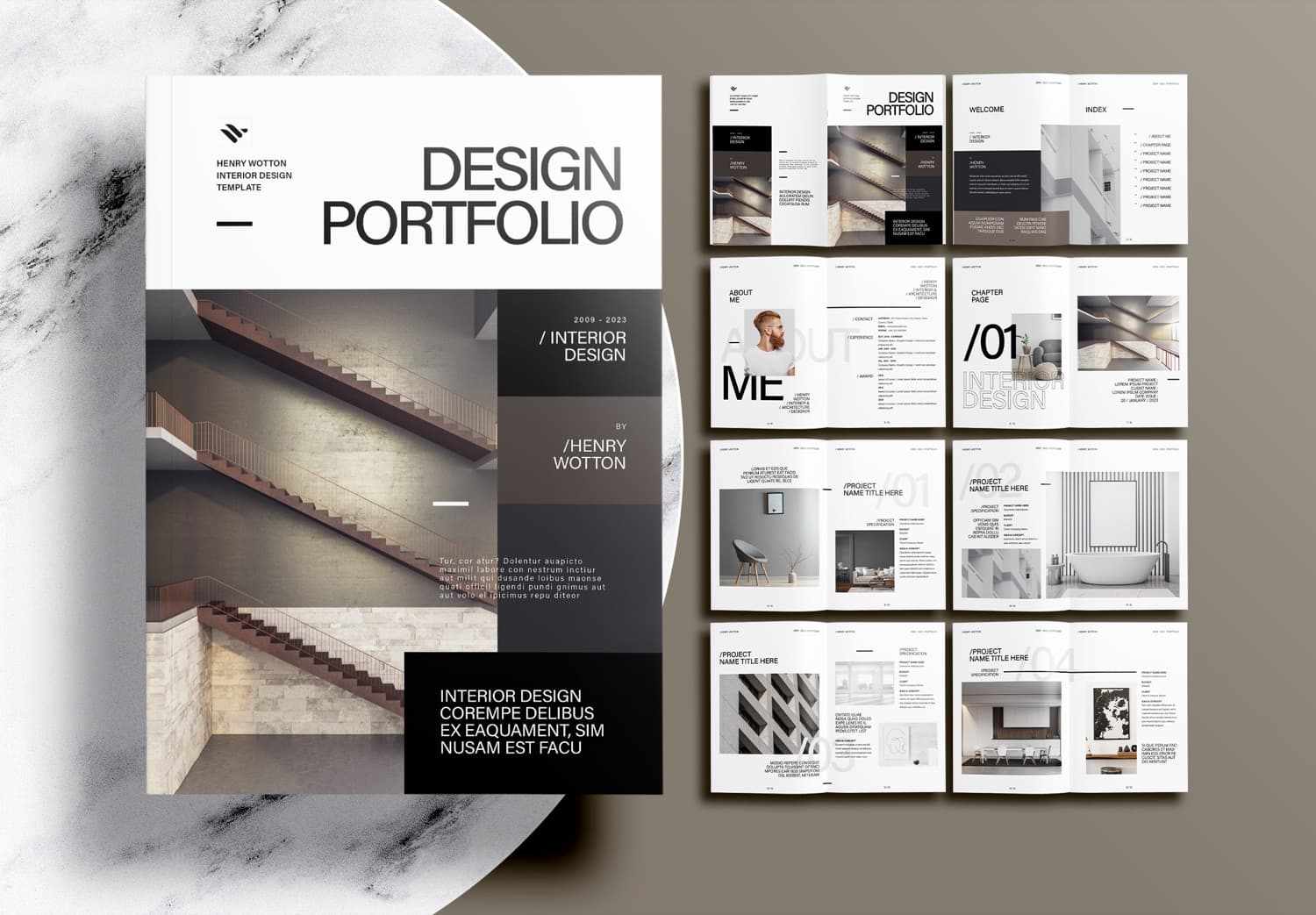 Modern Interior Design Portfolio Free InDesign Template