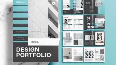 Green Interior Design Portfolio InDeign Template Free Download
