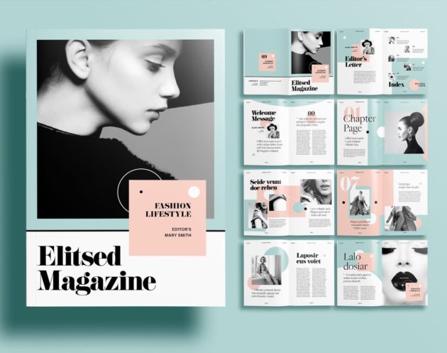 Free InDesign Green Modern Fashion Magazine Layout Template