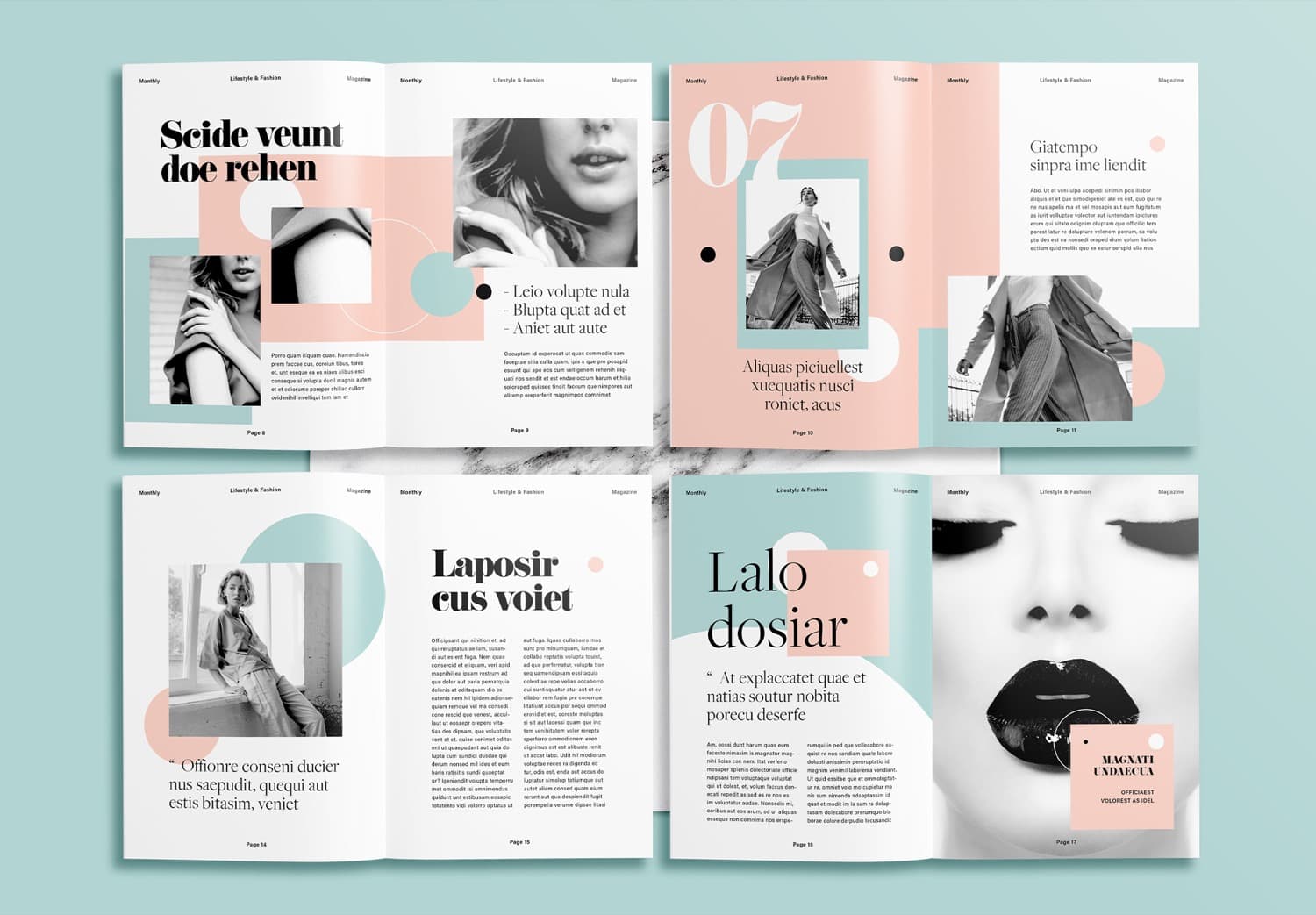 Free InDesign Green Modern Fashion Magazine Layout Template