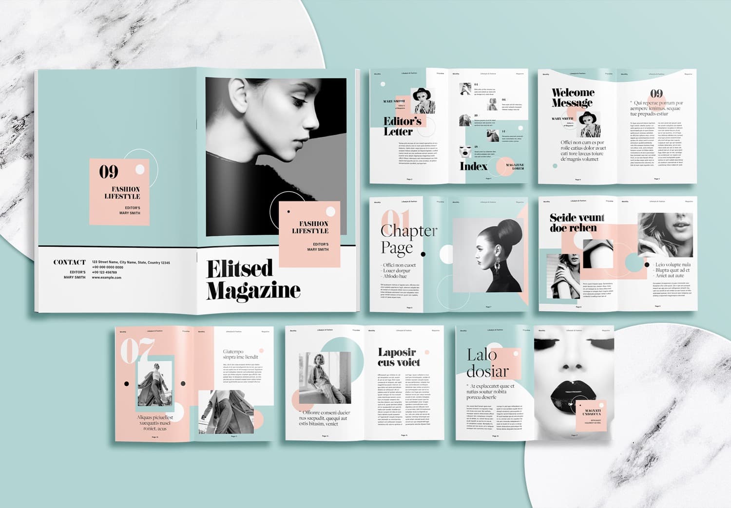 Free InDesign Green Modern Fashion Magazine Layout Template