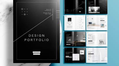 Free Modern Black Interior Portfolio Layout InDesign Template